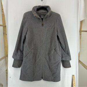 Vince Camuto Cocoon Coat Cashmere Wool Knit Trim Zip Front Woman’s M Gray